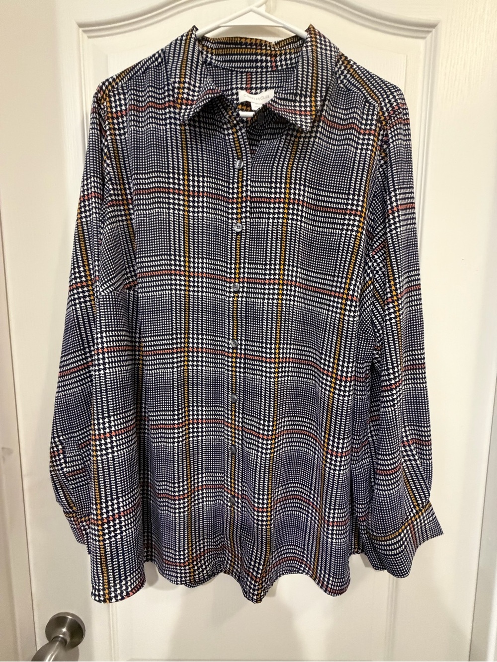 Charter Club Navy, White & Yellow Plaid Button-Down Shirt